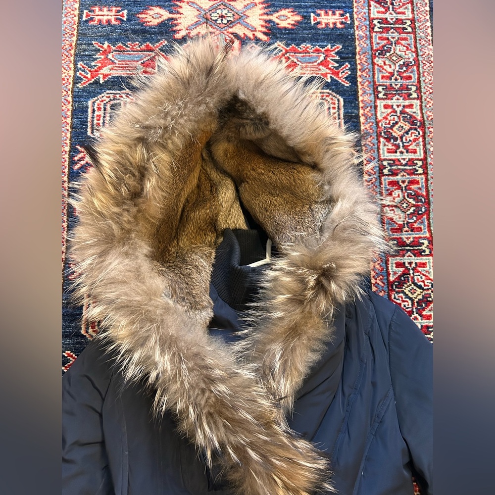 RUDSAK Atelier Noir Navy Blue Puffer Coat with Fur Trim - Picture 3 of 14